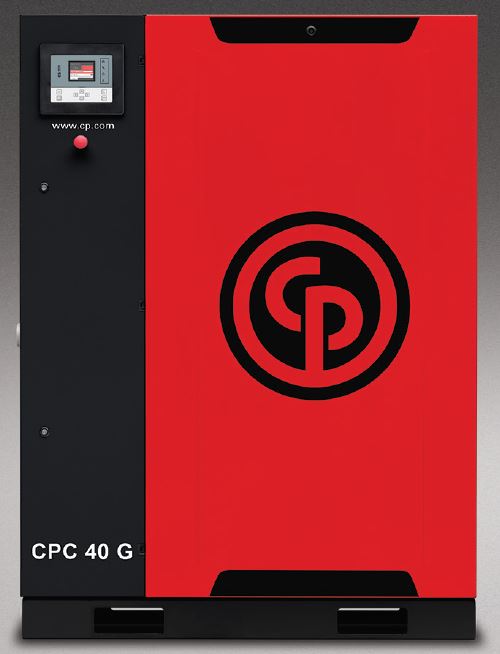 chicago pneumatic CPC40 40 HP belt drive rotary screw air 

compressor.