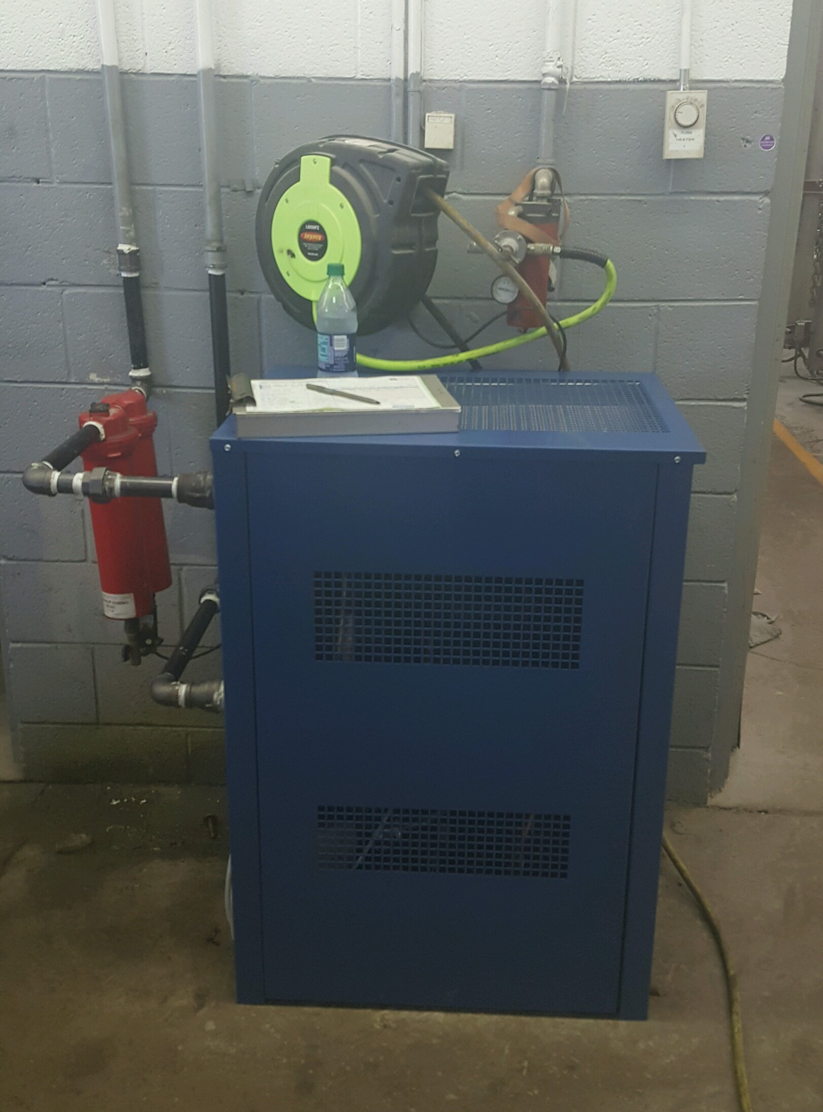 finished installation of refrigerated compressed air dryer and coalescing filter