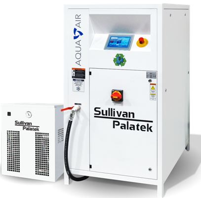 sullivan palatek aqua air water lubricated oilless oil free rotary screw air compressor with dedicated refigerated compressed air dryer