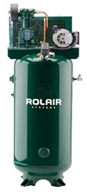 rolair V3130K18  3HP single stage 100 psi air compressor mounted on a 30 gallon vertical tank