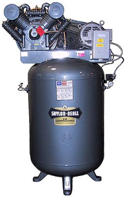 saylor beall VT-755-120 VT 10 HP two stage air compressor mounted on a 120 gallon 

vertical tank
